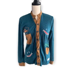 Up! Smile vintage Japanese brand sweater / cardigan with several pockets